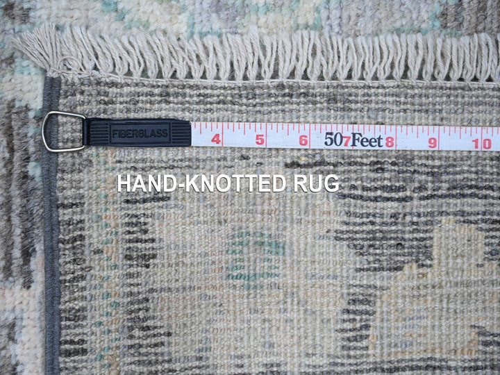 2'8" x 7'9" New Hand Knotted Grey Wool Runner Oriental Rug - MOA10288832