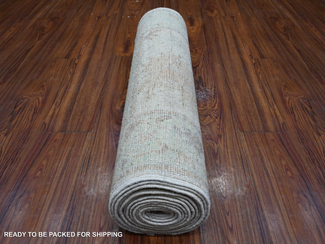 2'8" x 15'4" New Hand Knotted Grey Wool Runner Oriental Rug - MOA10288834
