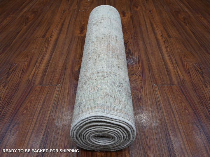 2'8" x 15'4" New Hand Knotted Grey Wool Runner Oriental Rug - MOA10288834