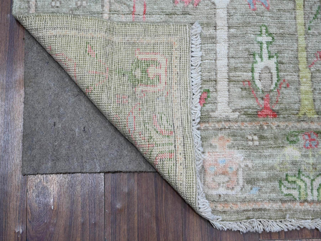 2'9" x 11'10" New Hand Knotted Green Wool Runner Oriental Rug - MOA10288835