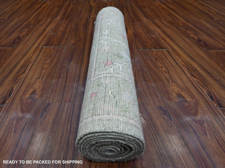 2'9" x 11'10" New Hand Knotted Green Wool Runner Oriental Rug - MOA10288835