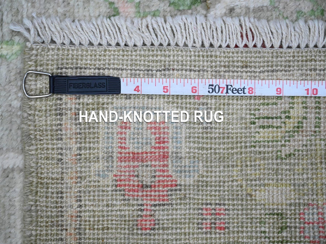 2'9" x 11'10" New Hand Knotted Green Wool Runner Oriental Rug - MOA10288835
