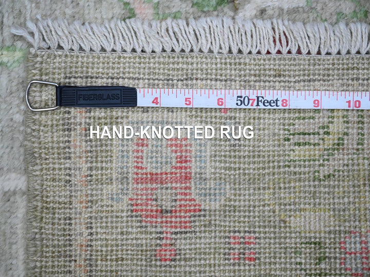 2'9" x 11'10" New Hand Knotted Green Wool Runner Oriental Rug - MOA10288835
