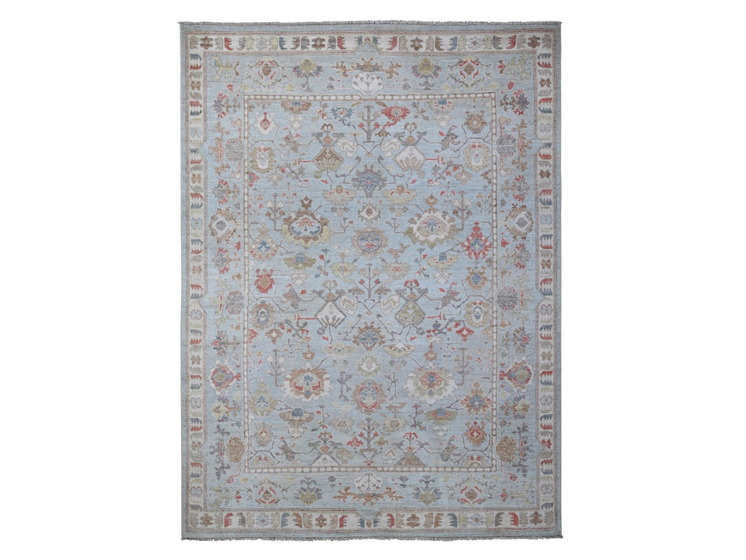 8'10" x 11'11" New Hand Knotted Blue Wool Rectangle Oriental Rug - MOA10288837