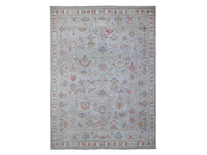 8'10" x 11'11" New Hand Knotted Blue Wool Rectangle Oriental Rug - MOA10288837