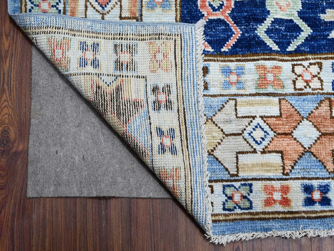 9'1" x 11'4" New Hand Knotted Blue Wool Rectangle Oriental Rug - MOA10288841