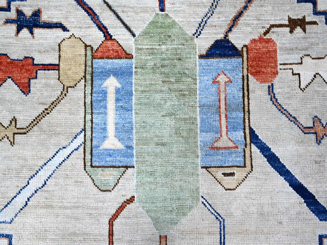 9'1" x 11'4" New Hand Knotted Blue Wool Rectangle Oriental Rug - MOA10288841