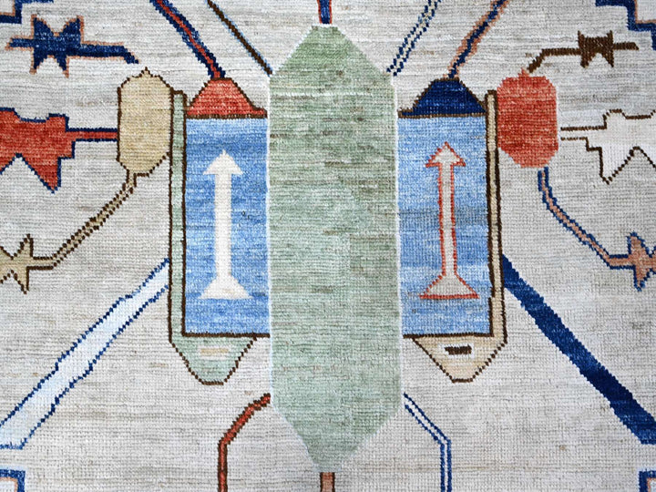 9'1" x 11'4" New Hand Knotted Blue Wool Rectangle Oriental Rug - MOA10288841