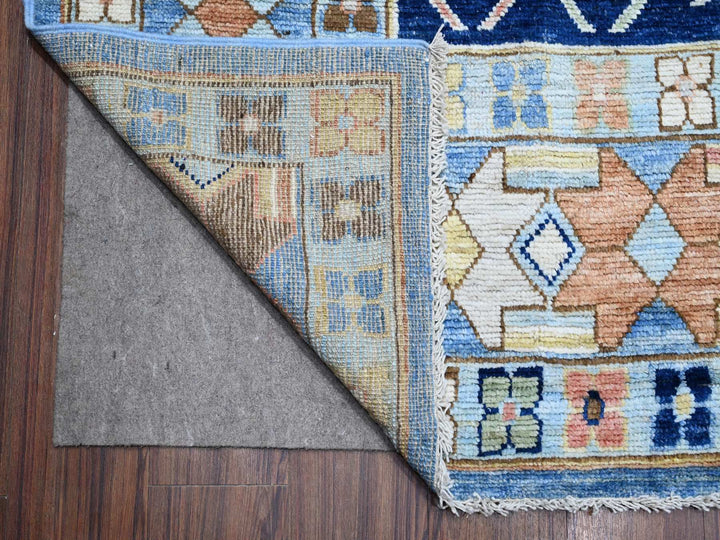 9'5" x 14'7" New Hand Knotted Blue Wool Rectangle Oriental Rug - MOA10288843