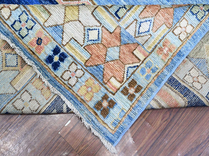 9'5" x 14'7" New Hand Knotted Blue Wool Rectangle Oriental Rug - MOA10288843