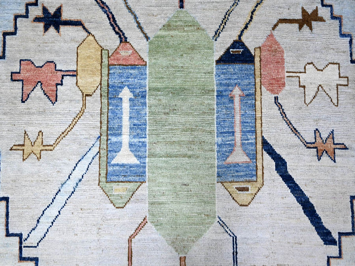 9'5" x 14'7" New Hand Knotted Blue Wool Rectangle Oriental Rug - MOA10288843