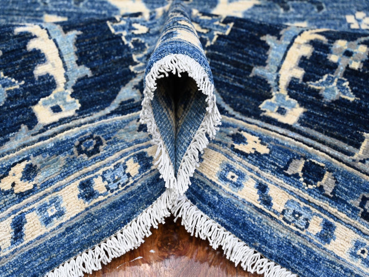 8'1" x 9'8" New Hand Knotted Blue Wool Rectangle Oriental Rug - MOA10288846