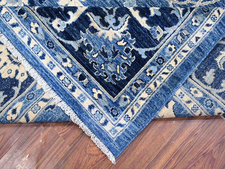 8'1" x 9'8" New Hand Knotted Blue Wool Rectangle Oriental Rug - MOA10288846