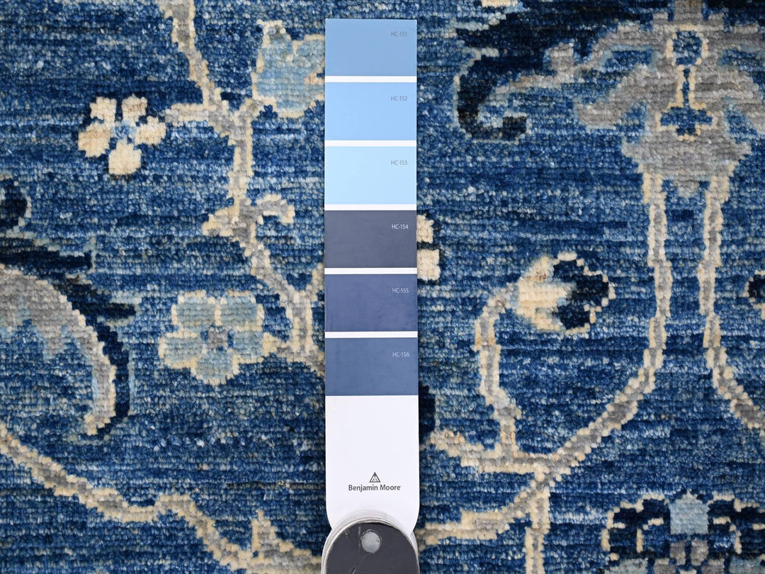 8'1" x 9'8" New Hand Knotted Blue Wool Rectangle Oriental Rug - MOA10288846