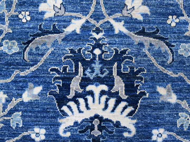 8'1" x 9'8" New Hand Knotted Blue Wool Rectangle Oriental Rug - MOA10288846