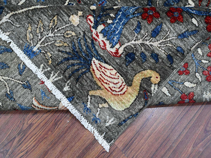 7'9" x 8'0" New Hand Knotted Grey Wool Square Oriental Rug - MOA10288867
