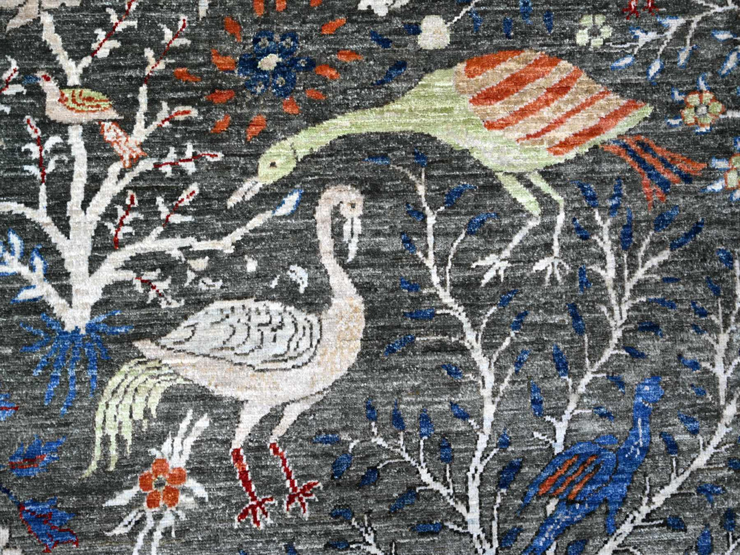 7'9" x 8'0" New Hand Knotted Grey Wool Square Oriental Rug - MOA10288867