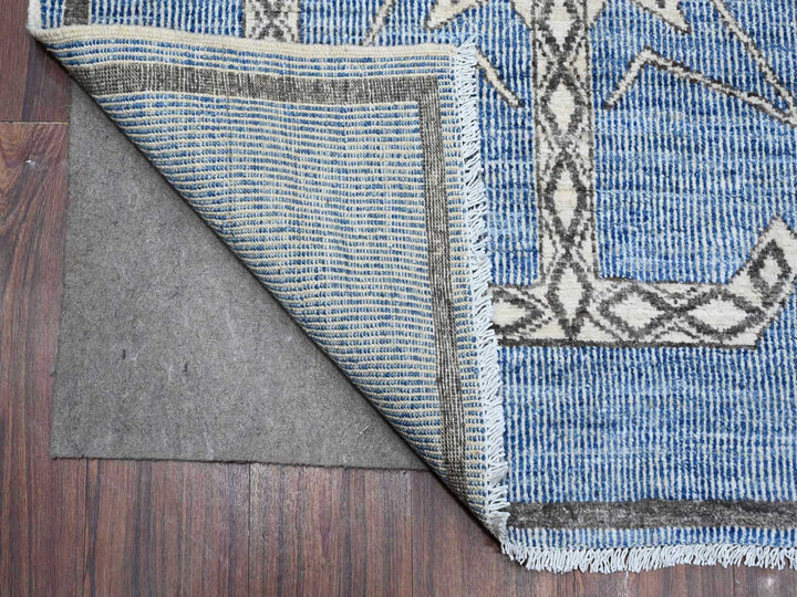 8'0" x 9'8" New Hand Knotted Blue Wool Rectangle Oriental Rug - MOA10288871