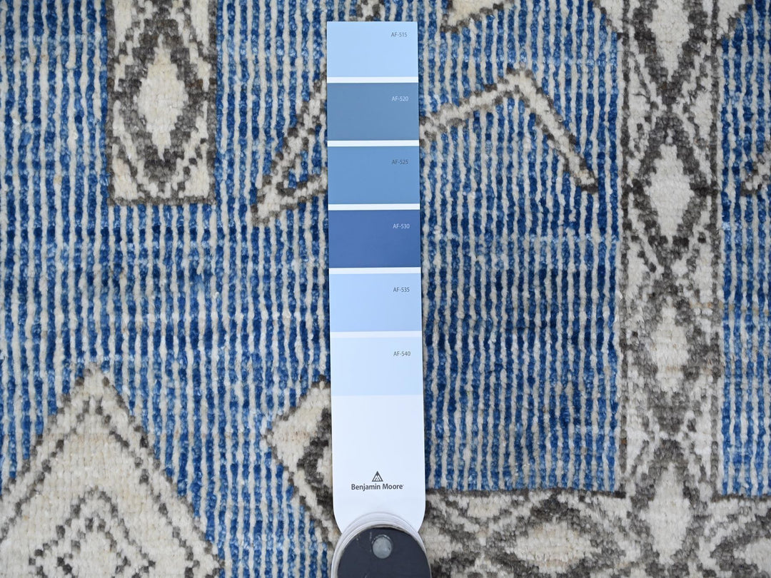 8'0" x 9'8" New Hand Knotted Blue Wool Rectangle Oriental Rug - MOA10288871