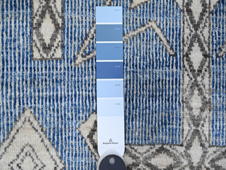 8'0" x 9'8" New Hand Knotted Blue Wool Rectangle Oriental Rug - MOA10288871