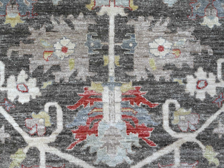 7'11" x 9'7" New Hand Knotted Black Wool Rectangle Oriental Rug - MOA10288873