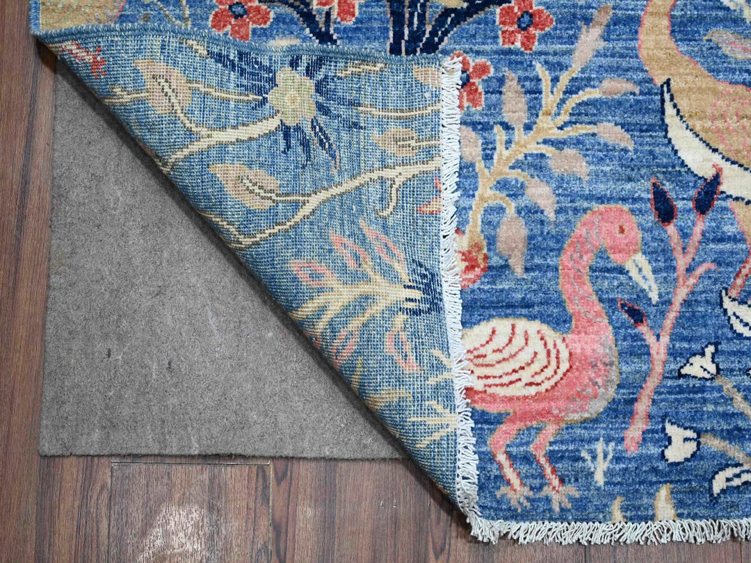 9'0" x 11'10" New Hand Knotted Blue Wool Rectangle Oriental Rug - MOA10288878