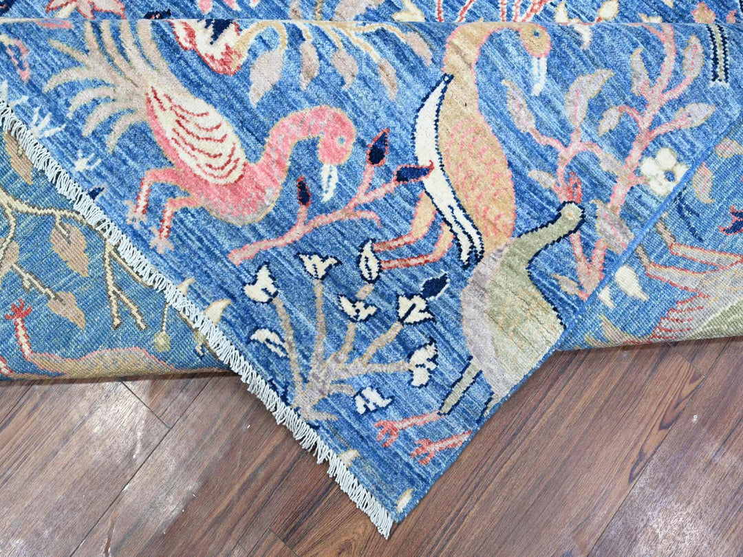 9'0" x 11'10" New Hand Knotted Blue Wool Rectangle Oriental Rug - MOA10288878