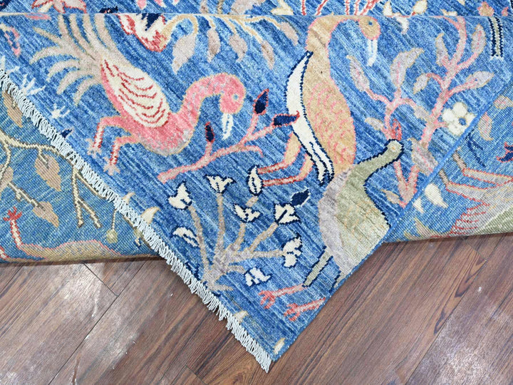 9'0" x 11'10" New Hand Knotted Blue Wool Rectangle Oriental Rug - MOA10288878