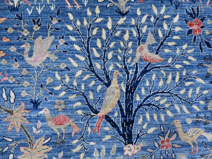 9'0" x 11'10" New Hand Knotted Blue Wool Rectangle Oriental Rug - MOA10288878