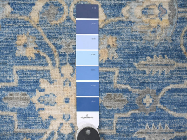 2'7" x 11'8" New Hand Knotted Blue Wool Runner Oriental Rug - MOA10288884