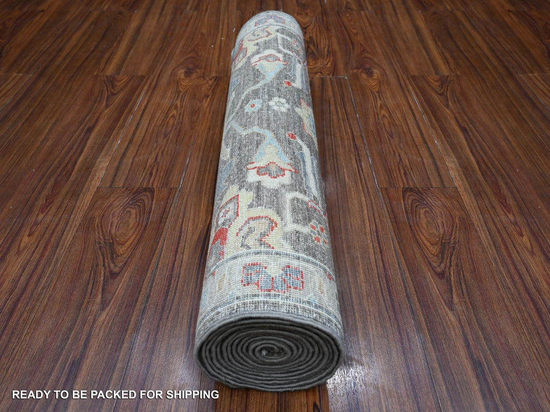 2'10" x 12'5" New Hand Knotted Black Wool Runner Oriental Rug - MOA10288887