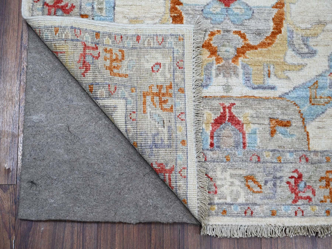 2'6" x 12'4" New Hand Knotted Ivory Wool Runner Oriental Rug - MOA10288889