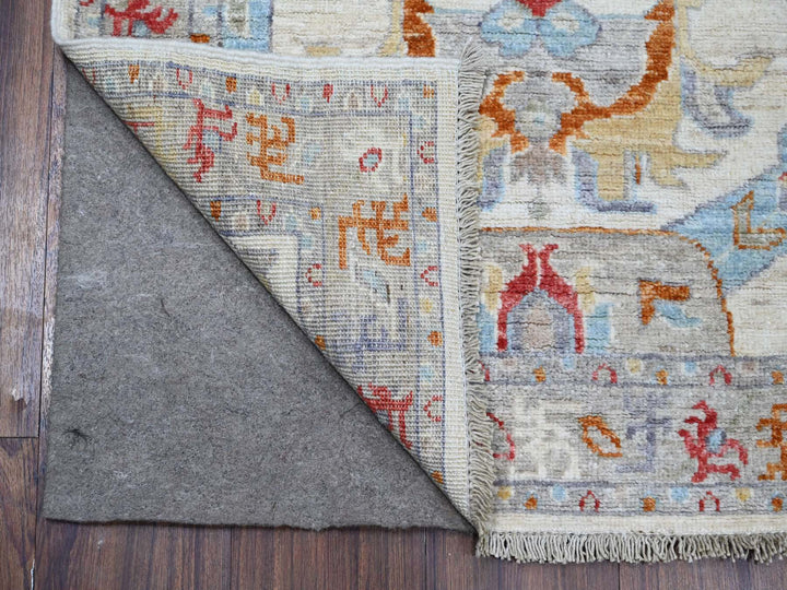 2'6" x 12'4" New Hand Knotted Ivory Wool Runner Oriental Rug - MOA10288889
