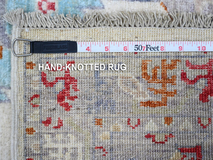 2'6" x 12'4" New Hand Knotted Ivory Wool Runner Oriental Rug - MOA10288889