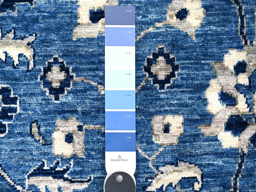 2'7" x 12'1" New Hand Knotted Blue Wool Runner Oriental Rug - MOA10288891