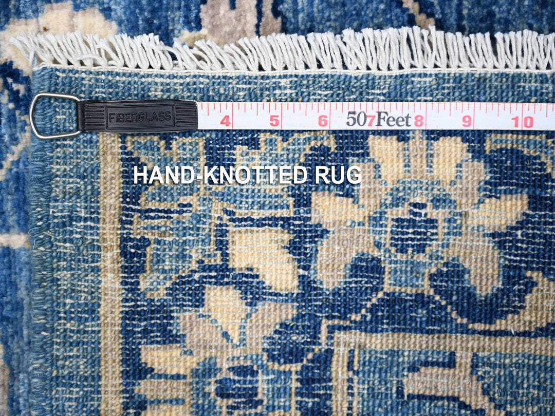 2'7" x 12'1" New Hand Knotted Blue Wool Runner Oriental Rug - MOA10288891