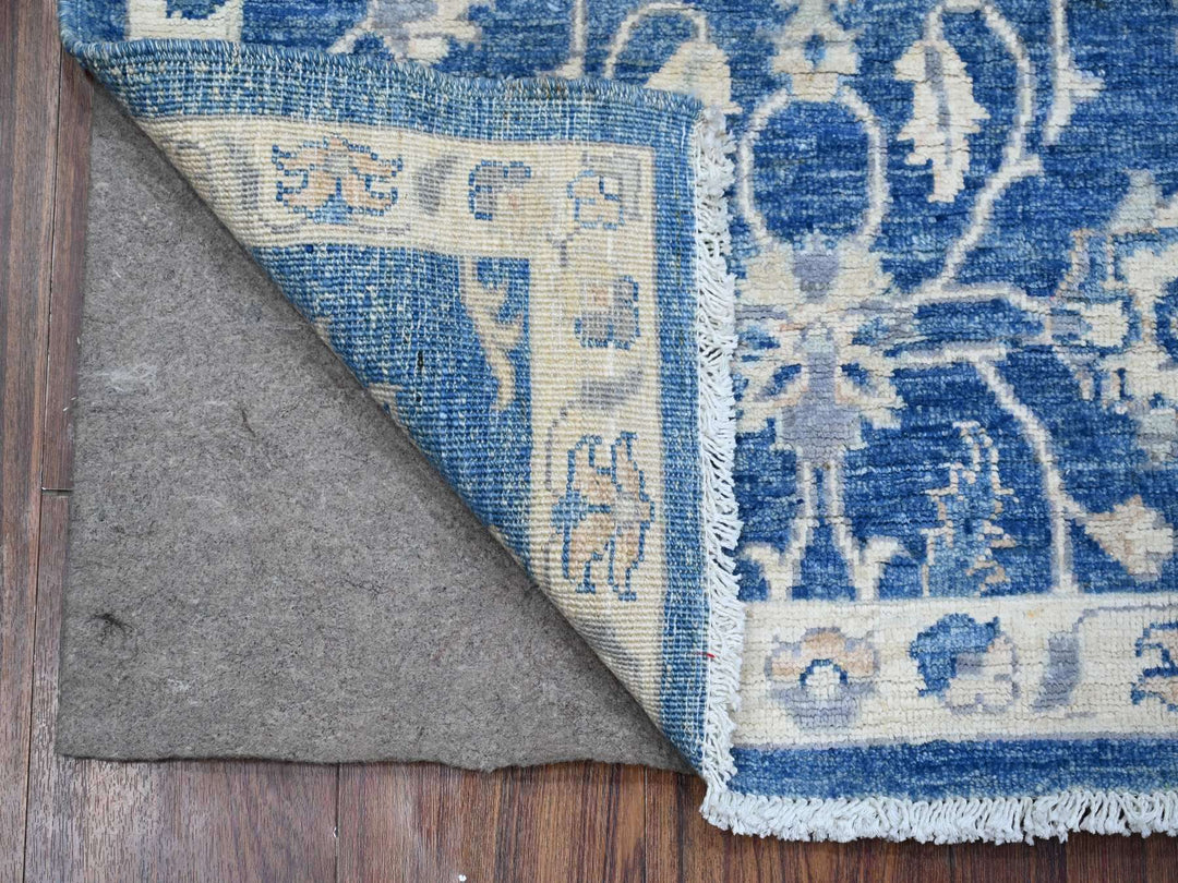2'6" x 7'9" New Hand Knotted Blue Wool Runner Oriental Rug - MOA10288893