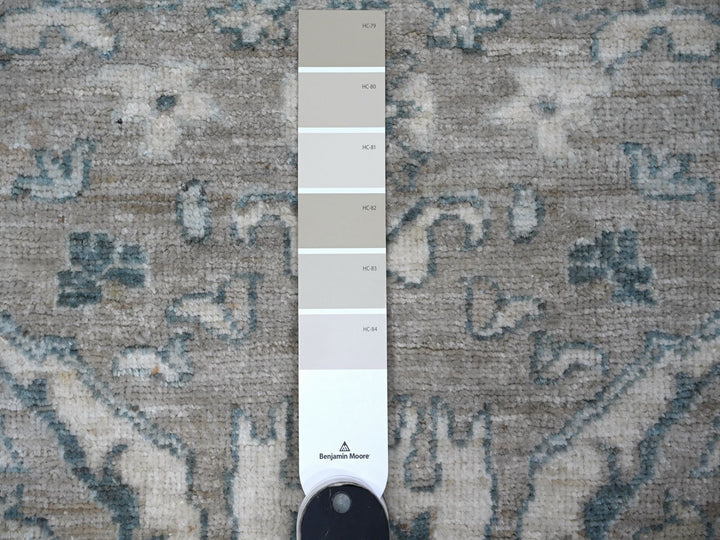 2'9" x 9'7" New Hand Knotted Grey Wool Runner Oriental Rug - MOA10288895