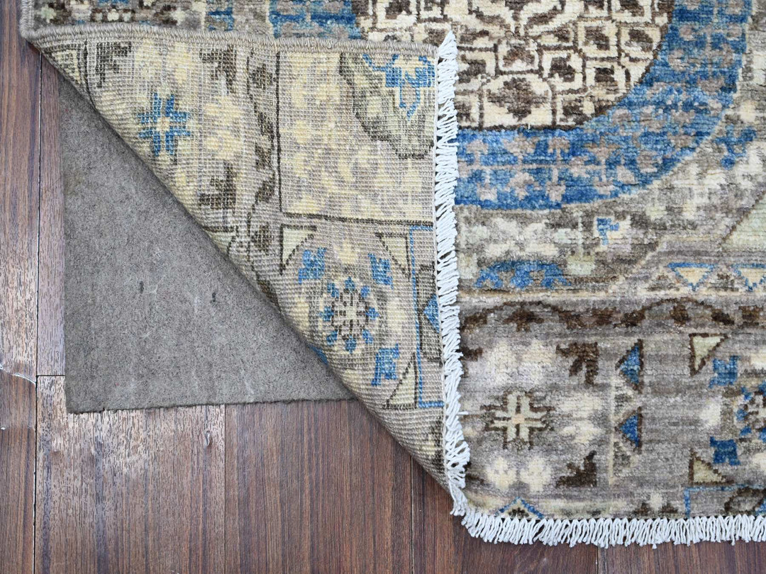 2'8" x 8'1" New Hand Knotted Grey Wool Runner Oriental Rug - MOA10288897