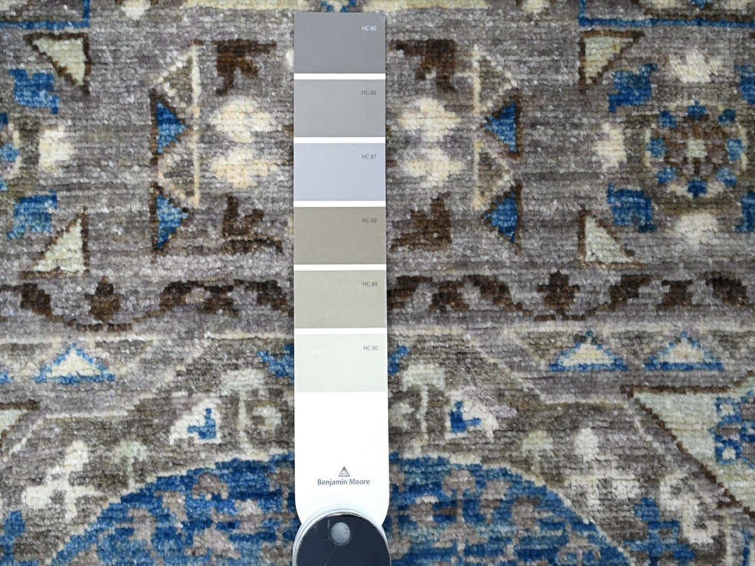 2'8" x 8'1" New Hand Knotted Grey Wool Runner Oriental Rug - MOA10288897