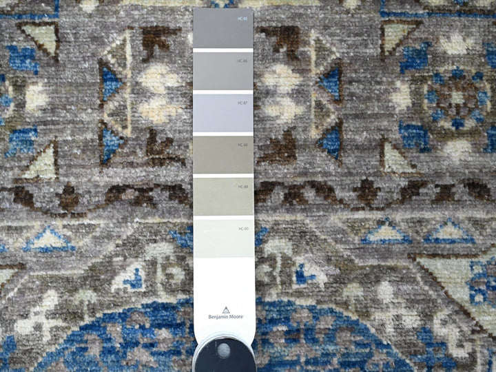 2'8" x 8'1" New Hand Knotted Grey Wool Runner Oriental Rug - MOA10288897