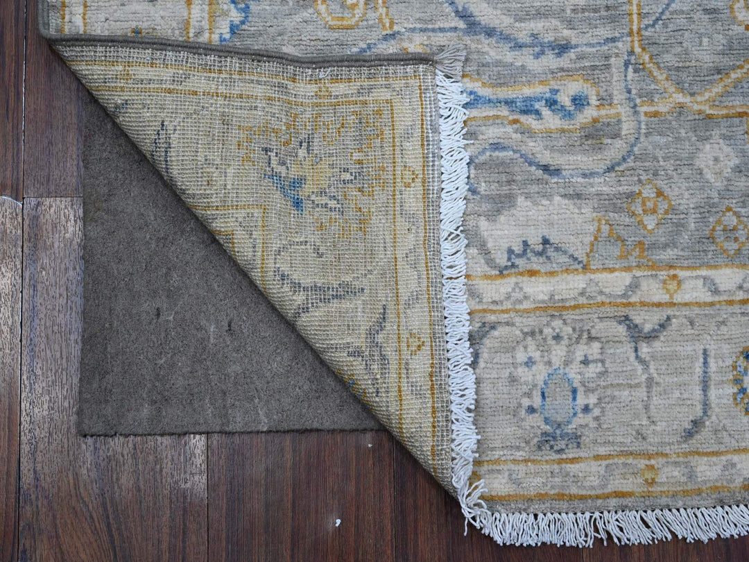 2'8" x 7'10" New Hand Knotted Grey Wool Runner Oriental Rug - MOA10288898