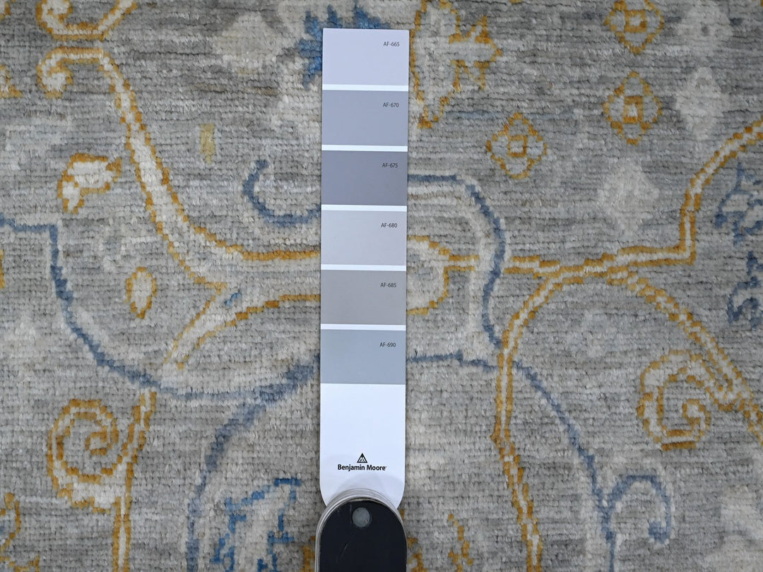 2'8" x 7'10" New Hand Knotted Grey Wool Runner Oriental Rug - MOA10288898