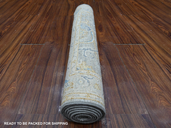 2'8" x 7'10" New Hand Knotted Grey Wool Runner Oriental Rug - MOA10288898