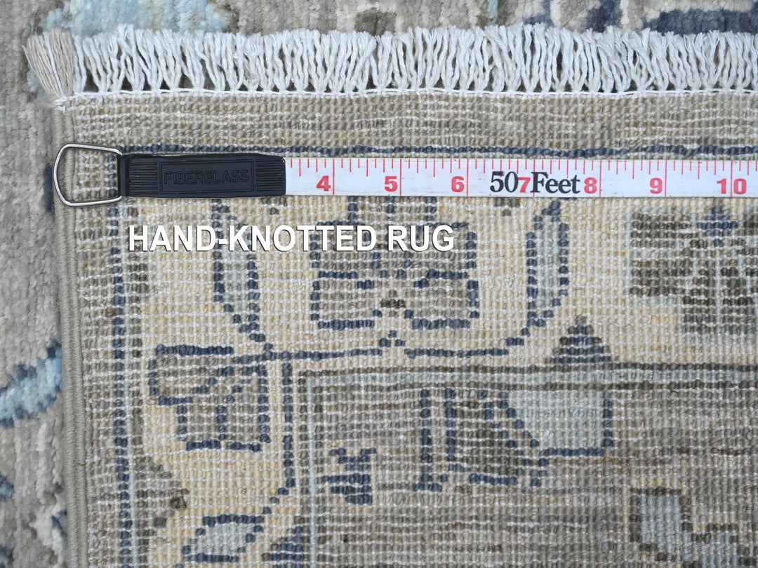2'5" x 10'8" New Hand Knotted Grey Wool Runner Oriental Rug - MOA10288899