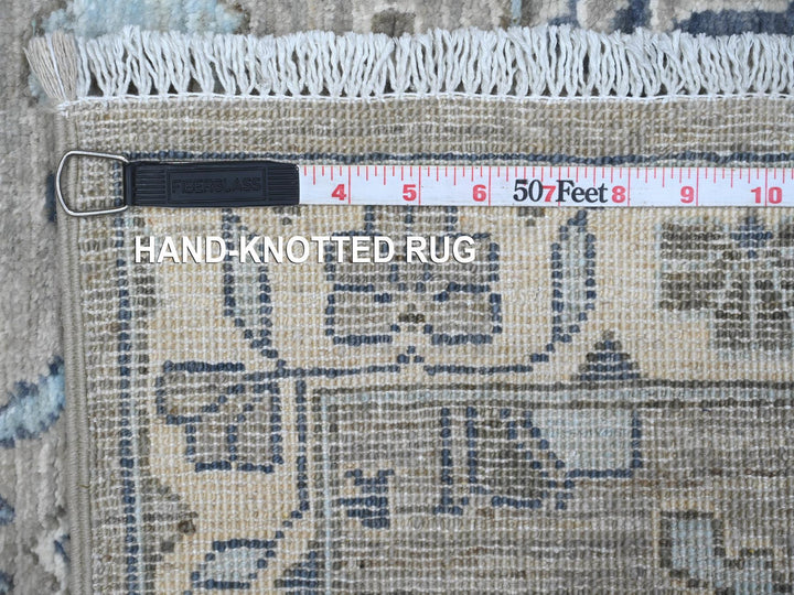2'5" x 10'8" New Hand Knotted Grey Wool Runner Oriental Rug - MOA10288899