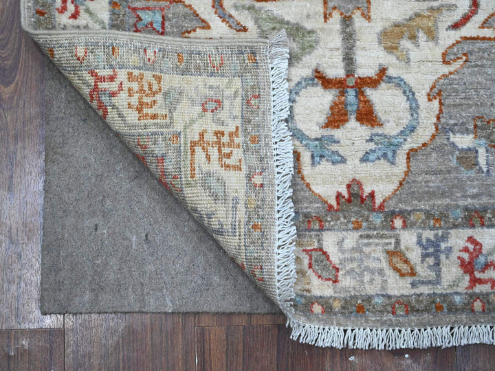 2'5" x 7'8" New Hand Knotted Grey Wool Runner Oriental Rug - MOA10288901