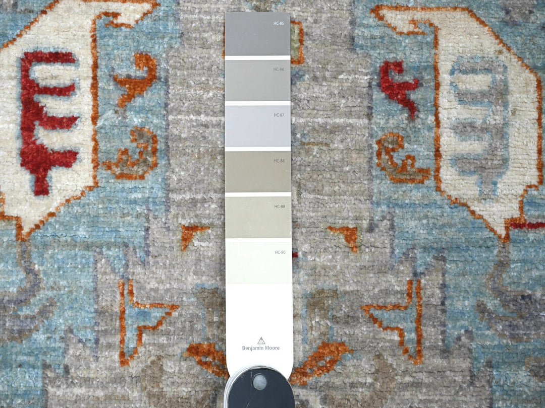 2'5" x 7'8" New Hand Knotted Grey Wool Runner Oriental Rug - MOA10288901