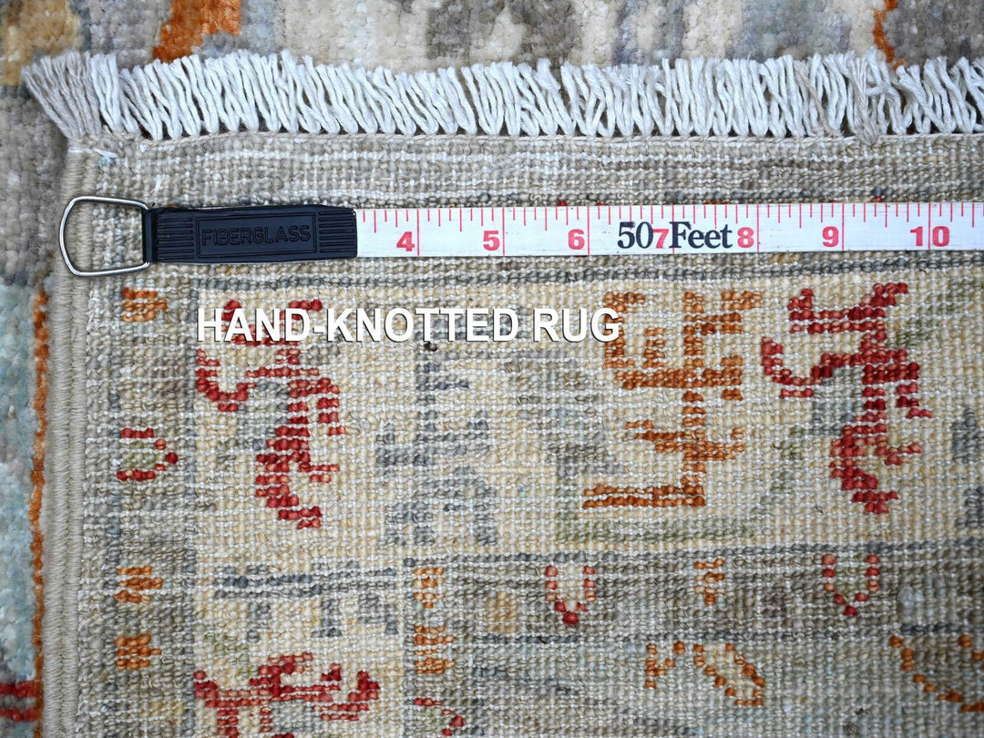 2'5" x 7'8" New Hand Knotted Grey Wool Runner Oriental Rug - MOA10288901