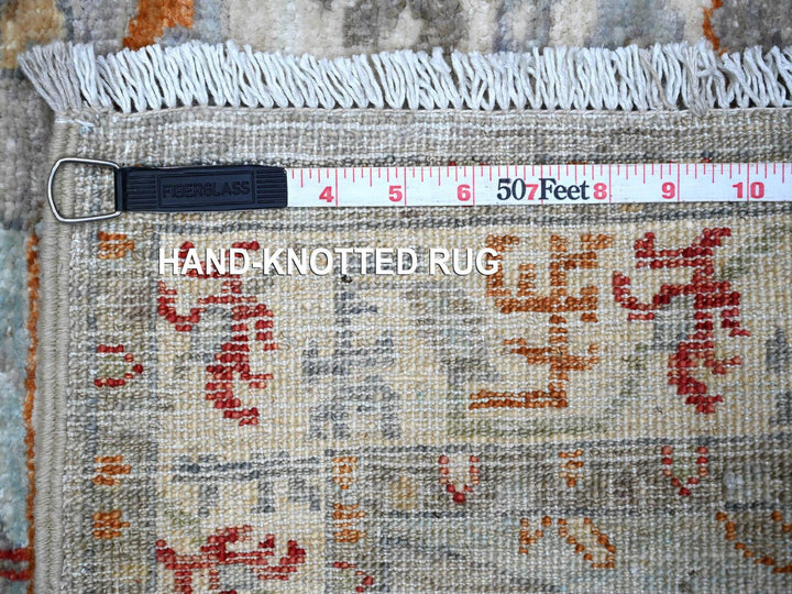 2'5" x 7'8" New Hand Knotted Grey Wool Runner Oriental Rug - MOA10288901